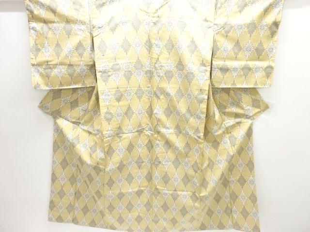 JAPANESE KIMONO / OSHIMA TSUMUGI / ENSEMBLE / WOVEN FLOWER & RHOMBUS